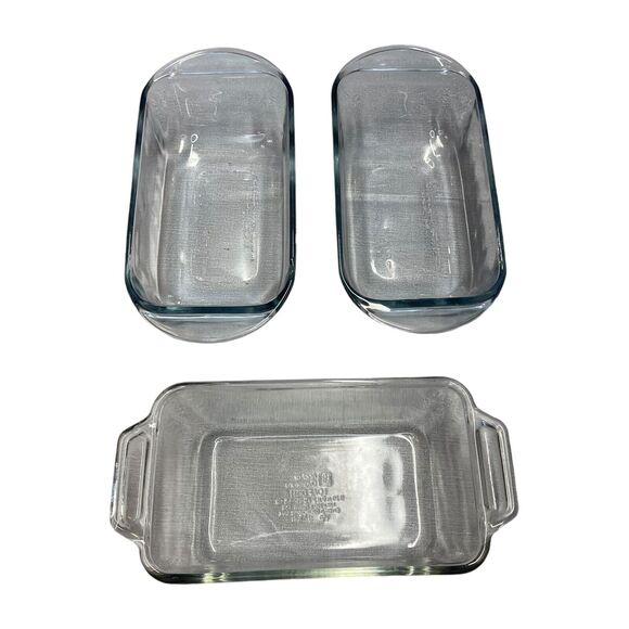 Various Clear Glass 1.5-Quart Rectangular Premium Loaf Dish - Lot of 3 - Picture 1 of 7